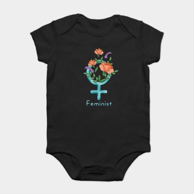 Feminist Flowers Baby Bodysuit by Slightly Unhinged